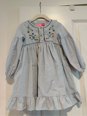 Good Lad Striped Dress with Floral Embroidery